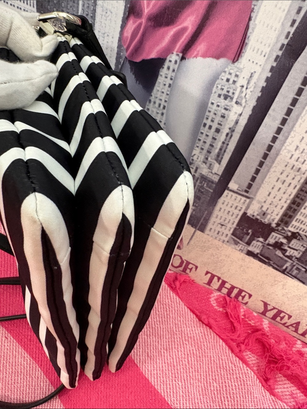 kate spade Black and White Nylon Striped Crossbody Bag - Picture 7 of 12